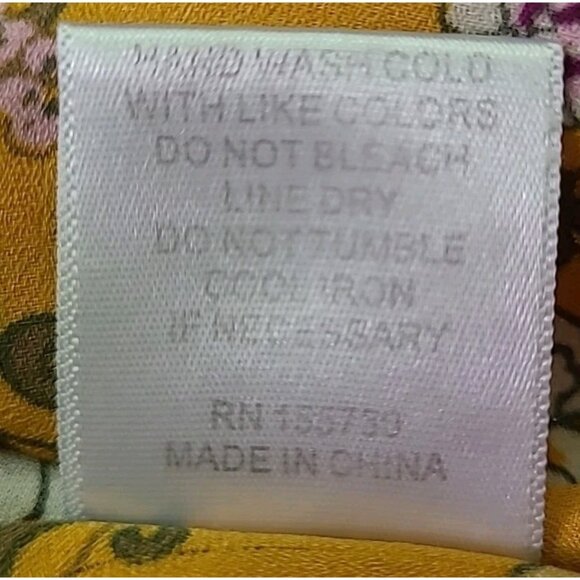 Rose Olive Peasant Top 1X Yellow Peacock Artsy Whimsical 3/4 Sleeve Flowy - Picture 10 of 16